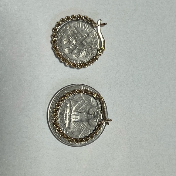 vintage yellow gold over 925 sterling silver hoop earrings. - Picture 13 of 15